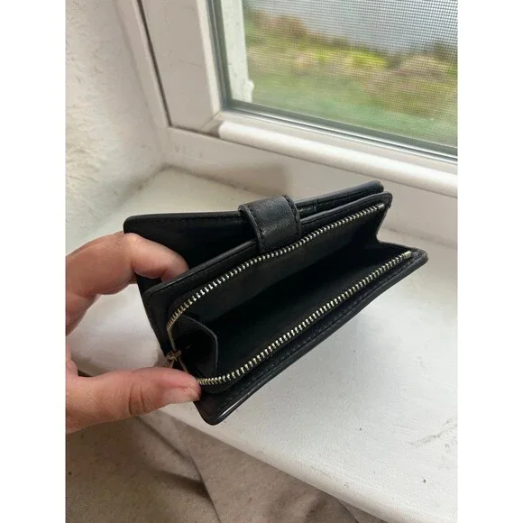 Coach F23553 Signature Monogram Medium Corner Zip Wallet in Black and Gray - Picture 9 of 12